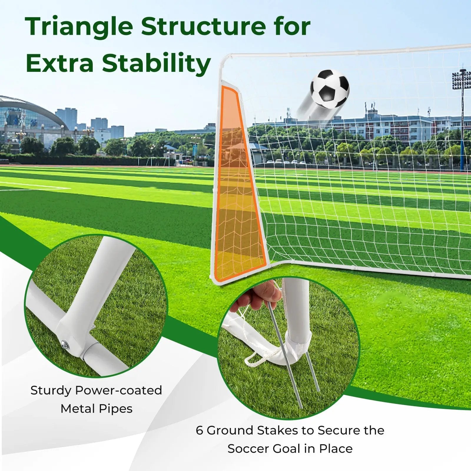 Soccer Goal for Backyard with Heavy Duty Frame and Ground Stakes by DirectDeals