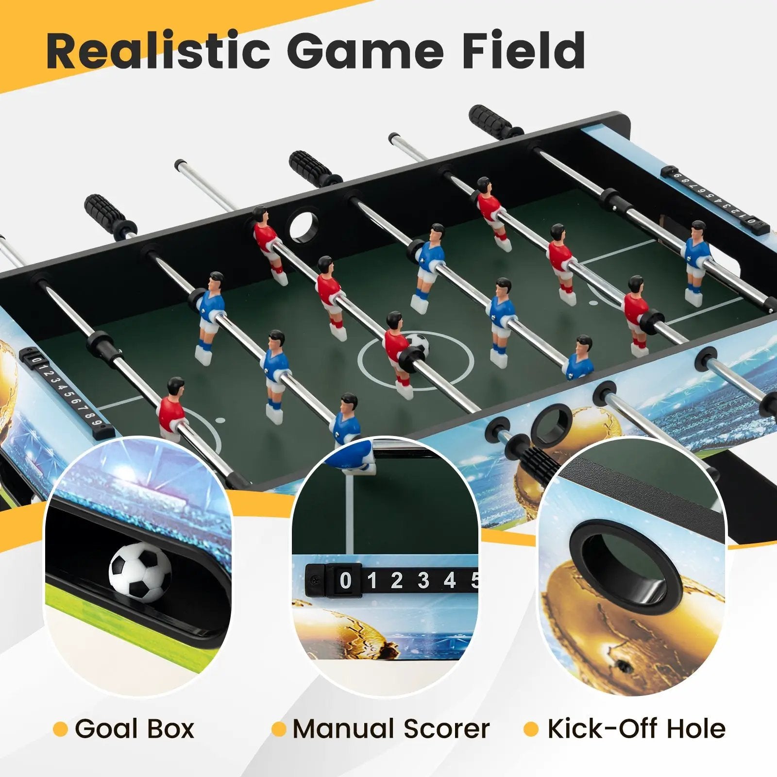 37 Inch Mini Foosball Table with Score Keeper and Removable Legs by DirectDeals