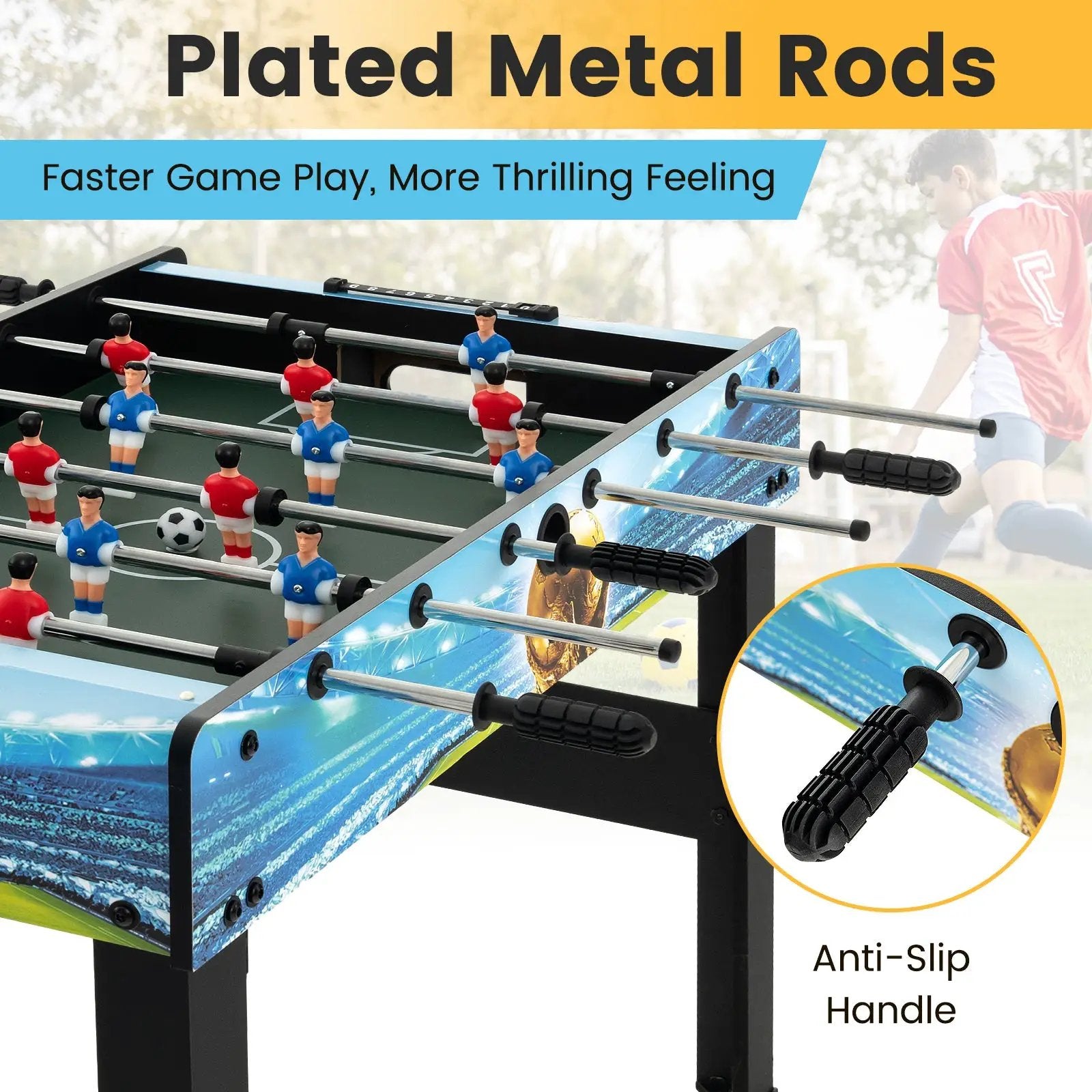 37 Inch Mini Foosball Table with Score Keeper and Removable Legs by DirectDeals