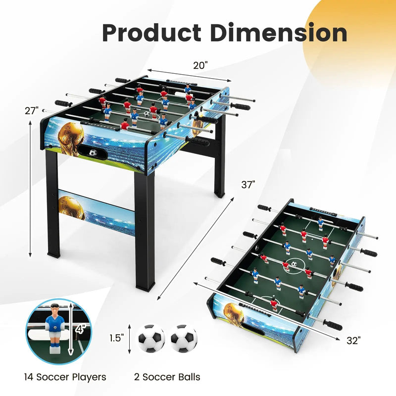 37 Inch Mini Foosball Table with Score Keeper and Removable Legs by DirectDeals