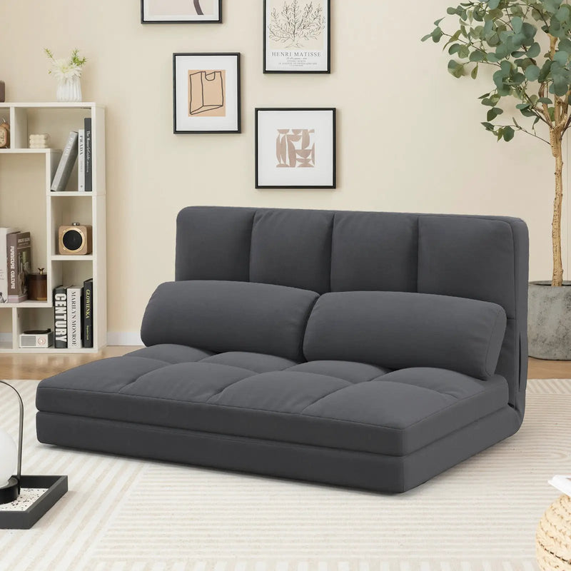 Floor Sofa Bed with 6 Positions Adjustable Backrest Skin-friendly Velvet Cover by DirectDeals