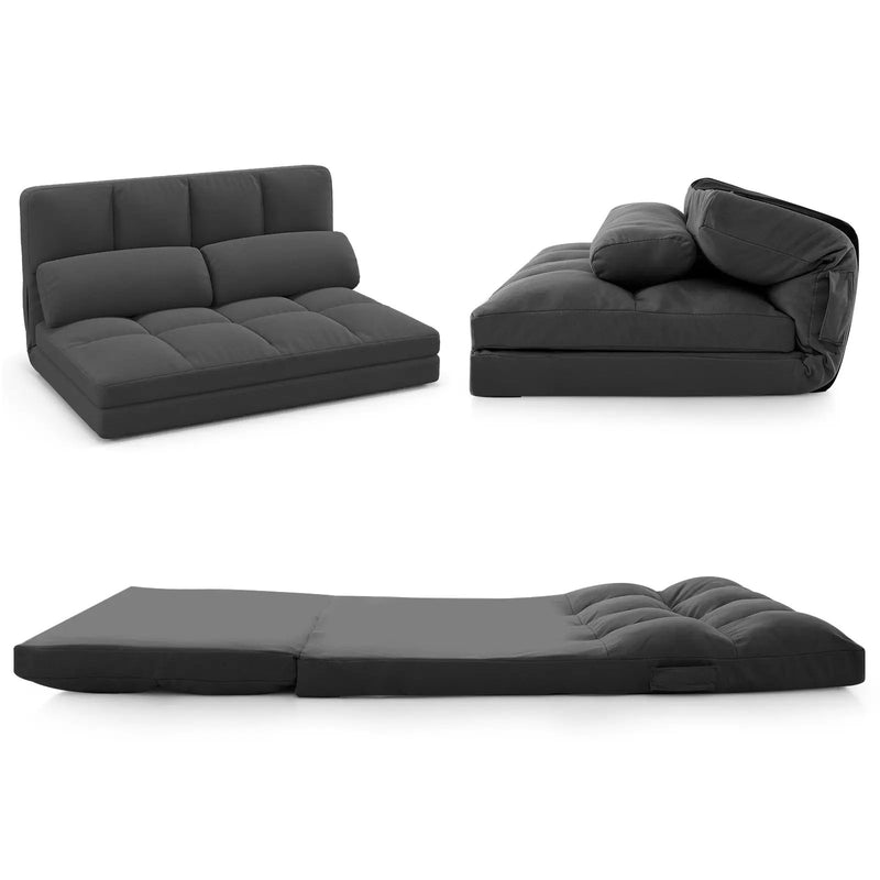 Floor Sofa Bed with 6 Positions Adjustable Backrest Skin-friendly Velvet Cover by DirectDeals