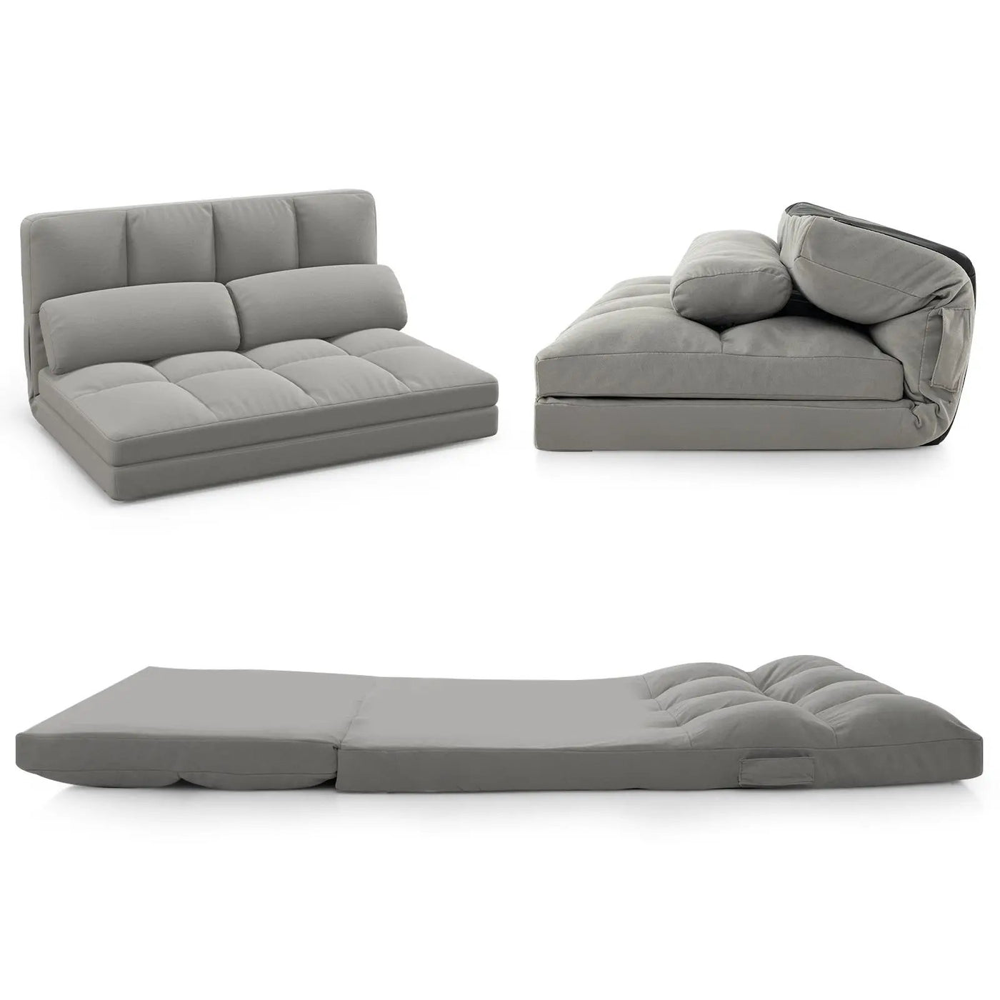 Floor Sofa Bed with 6 Positions Adjustable Backrest Skin-friendly Velvet Cover by DirectDeals