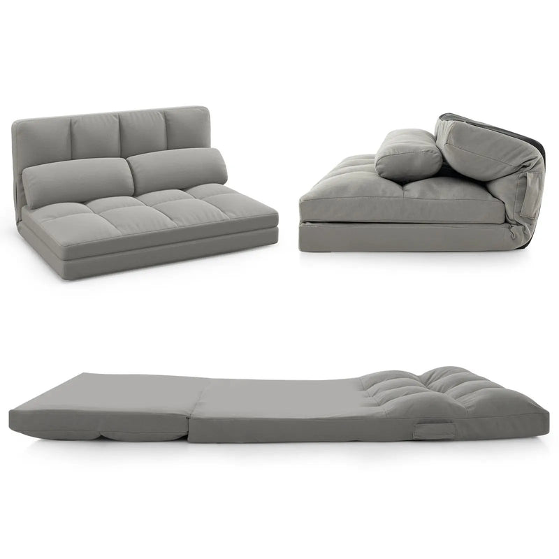 Floor Sofa Bed with 6 Positions Adjustable Backrest Skin-friendly Velvet Cover by DirectDeals