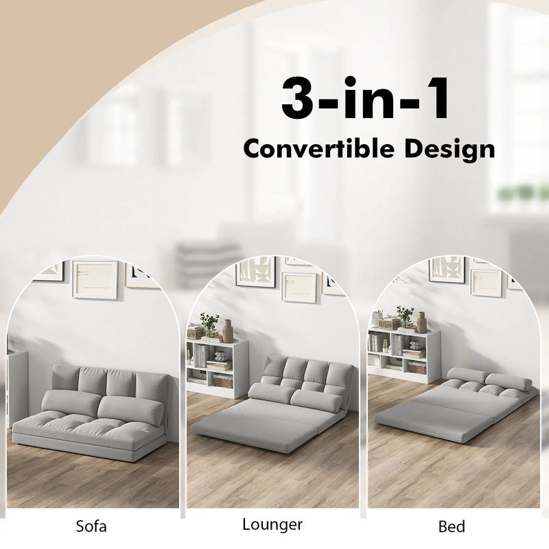 Floor Sofa Bed with 6 Positions Adjustable Backrest Skin-friendly Velvet Cover by DirectDeals
