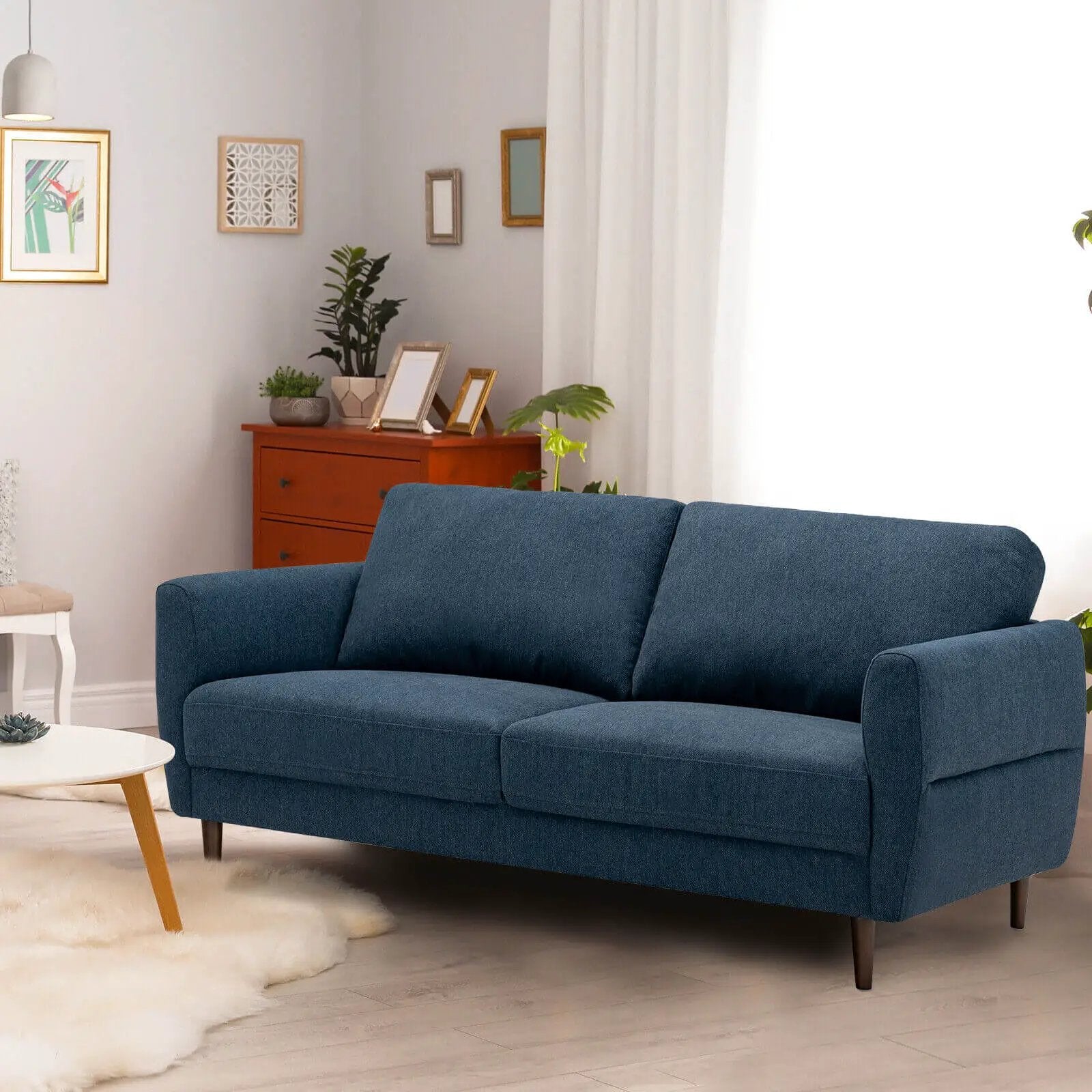 72 Inch Small Fabric Loveseat Sofa Couch with Wood Legs by DirectDeals