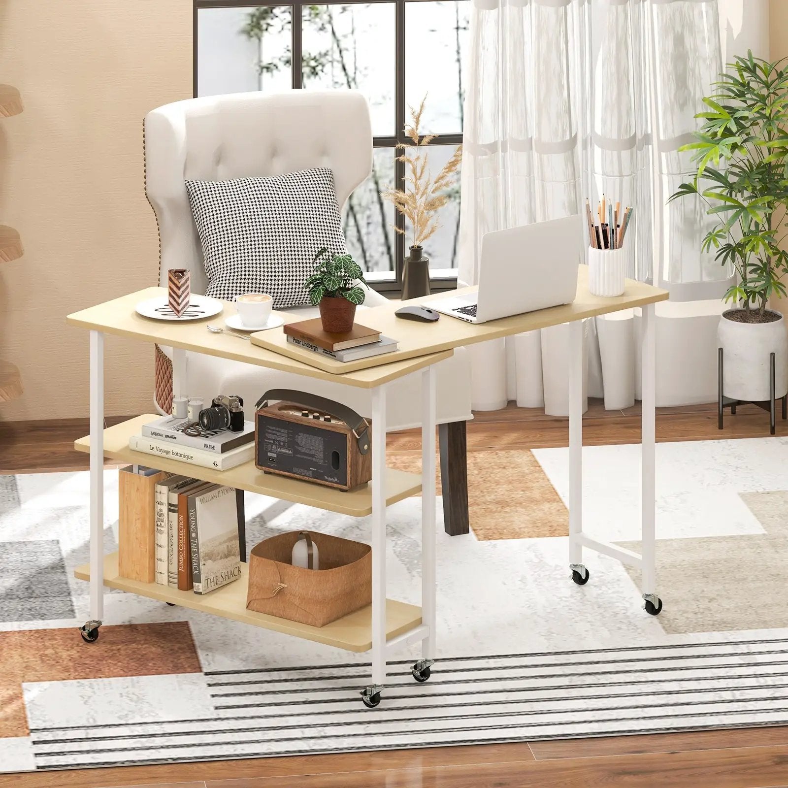 Modular L-shaped 4-Seat Sectional Sofa with Reversible Chaise and 2 USB Socket by DirectDeals