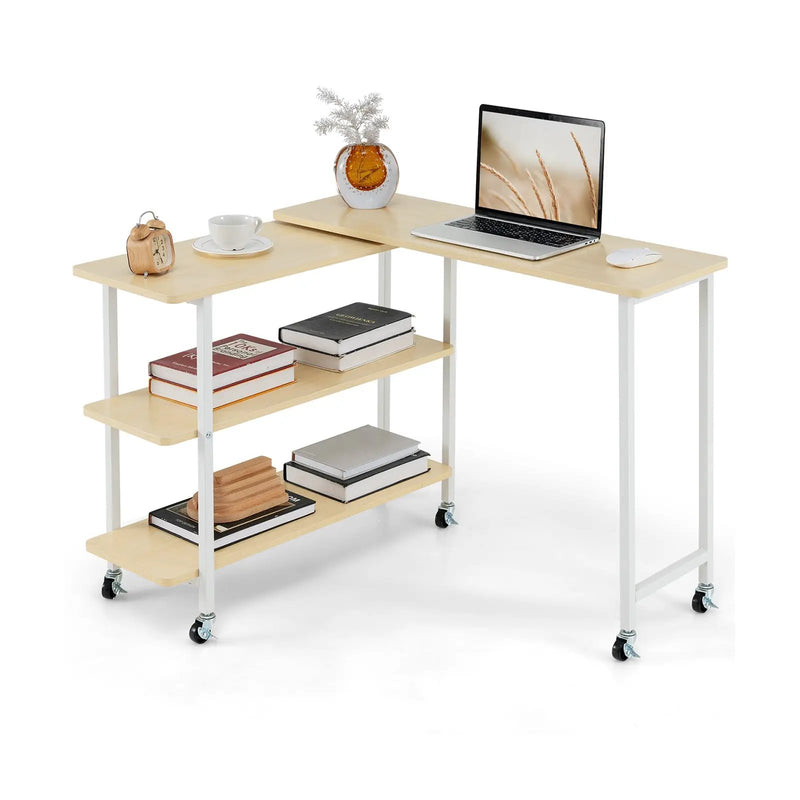 360° Rotating Sofa Side Table with 2-Tier Storage Shelves by DirectDeals
