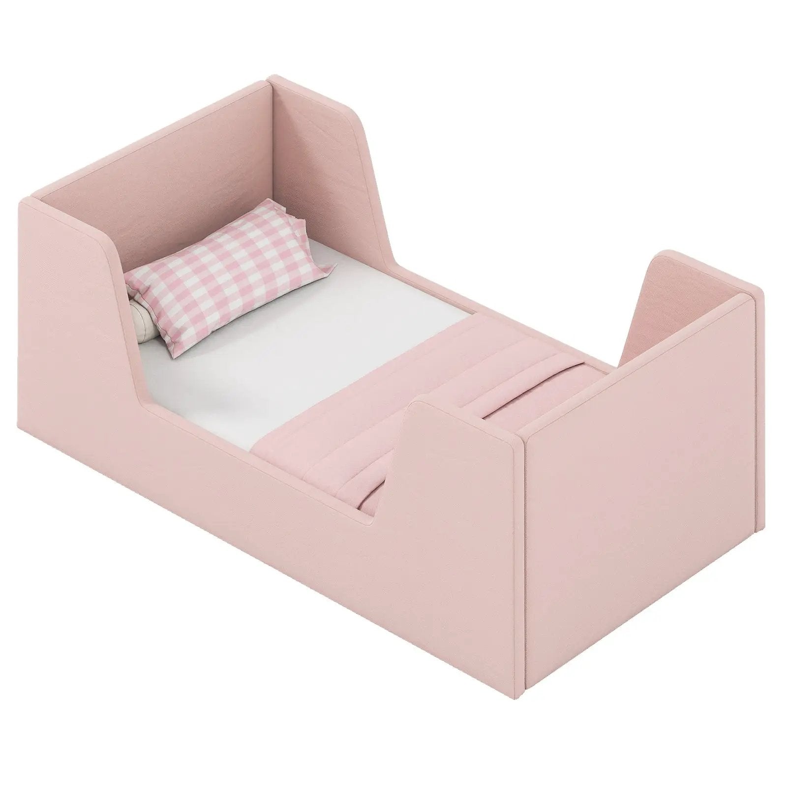 Soft Velvet Fabric Toddler Bed Frame with Safety Rails by DirectDeals