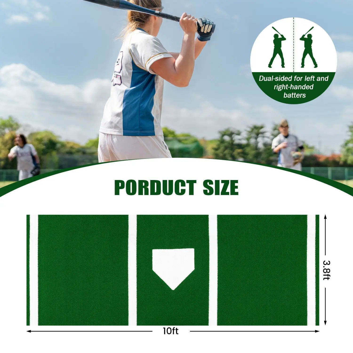 Softball Pitching Mat 10 x 3 Feet Softball Training Aid by DirectDeals