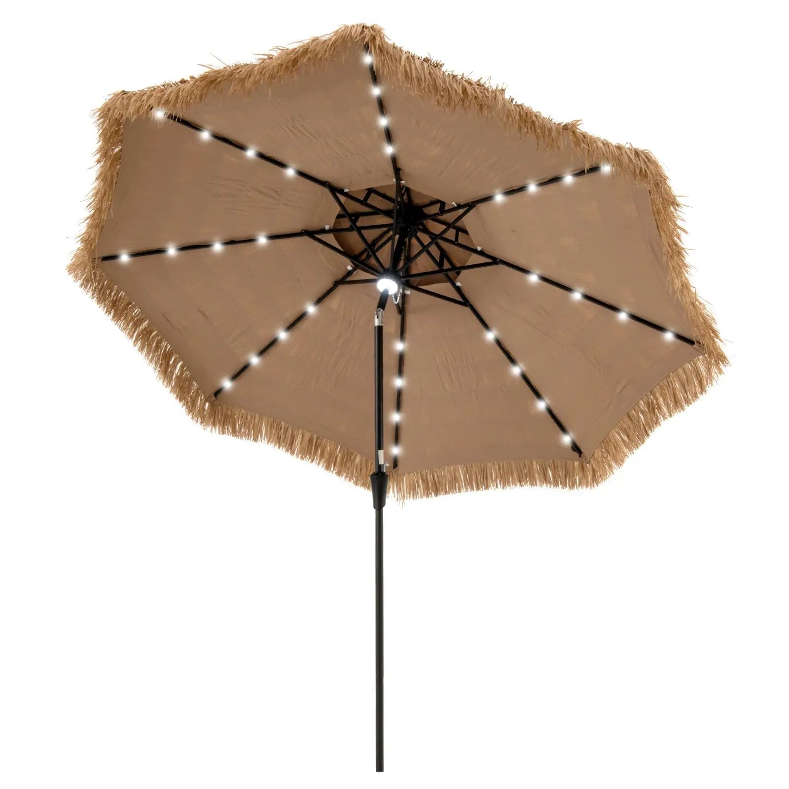 10 Feet Hawaiian Style Solar Lighted Thatched Tiki Patio Umbrella by DirectDeals