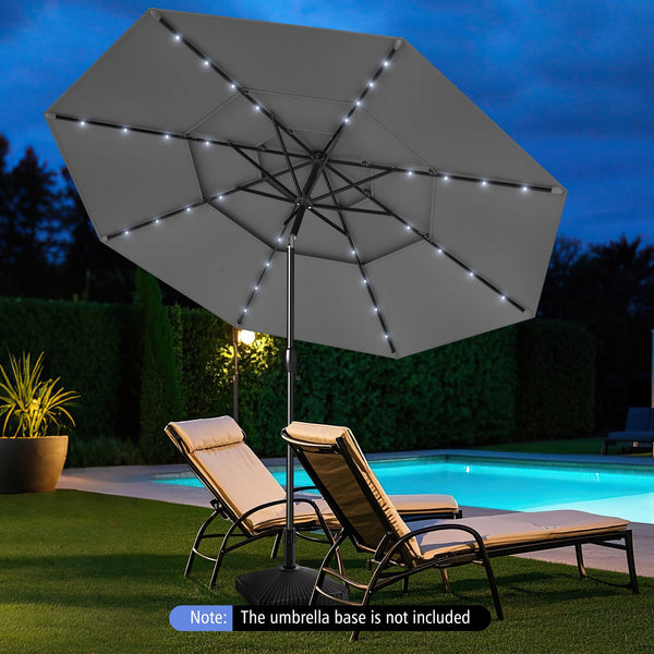 10 Feet Solar Patio Umbrella with 32 LED Lights 3-Tier Vented Top, photo 2 of 13