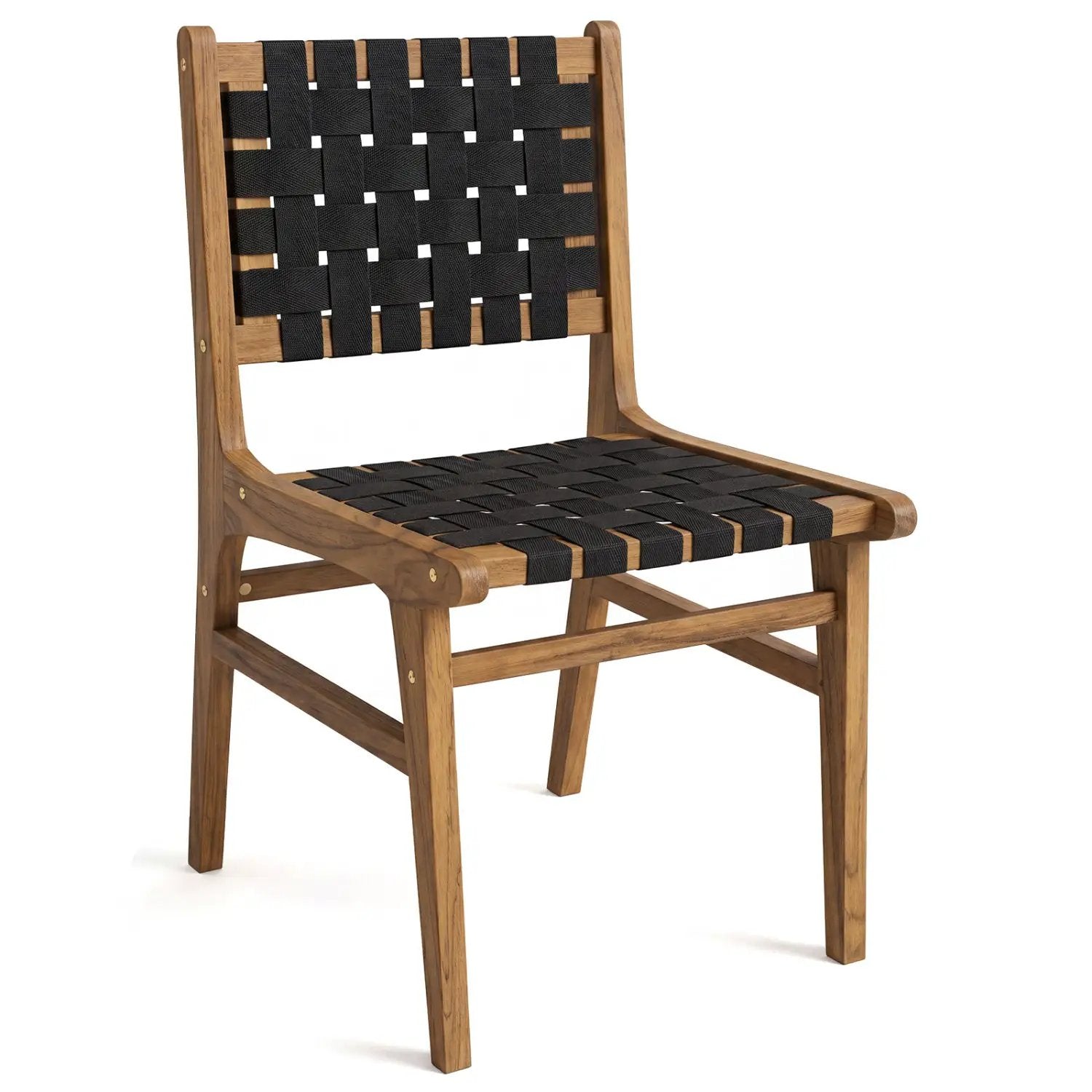Teak Wood Outdoor Dining Chair with Woven Strap Back by DirectDeals