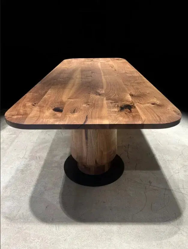Solid Walnut Wood Edge Glued Dining Table With Wooden Tulip Legs by Gizz