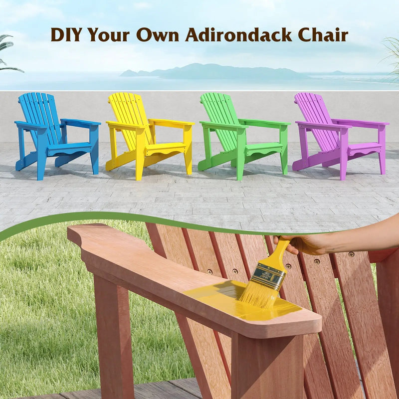Solid Wood Adirondack Chair with High Backrest and Wide Armrests by DirectDeals
