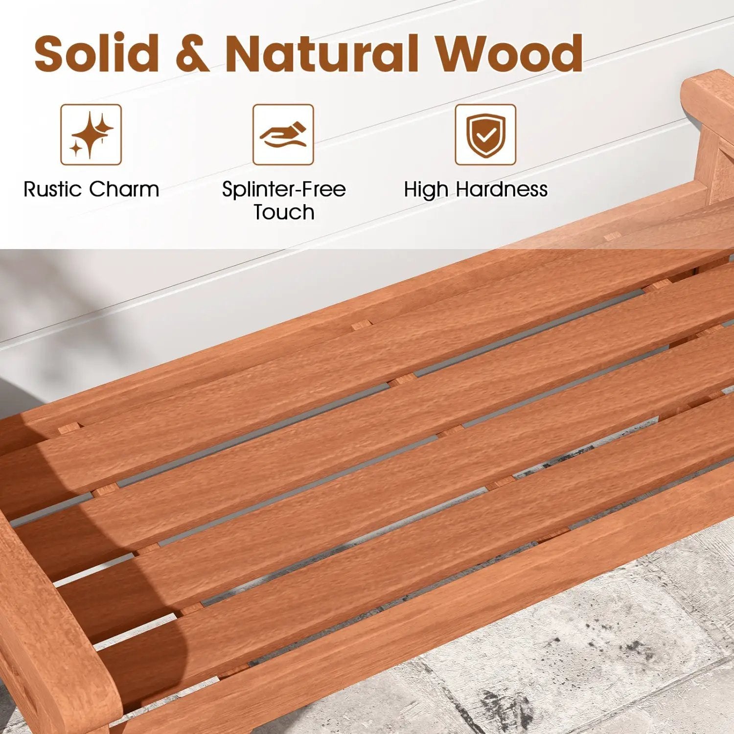 Solid Wood Backless Garden Bench with Support Handles by DirectDeals