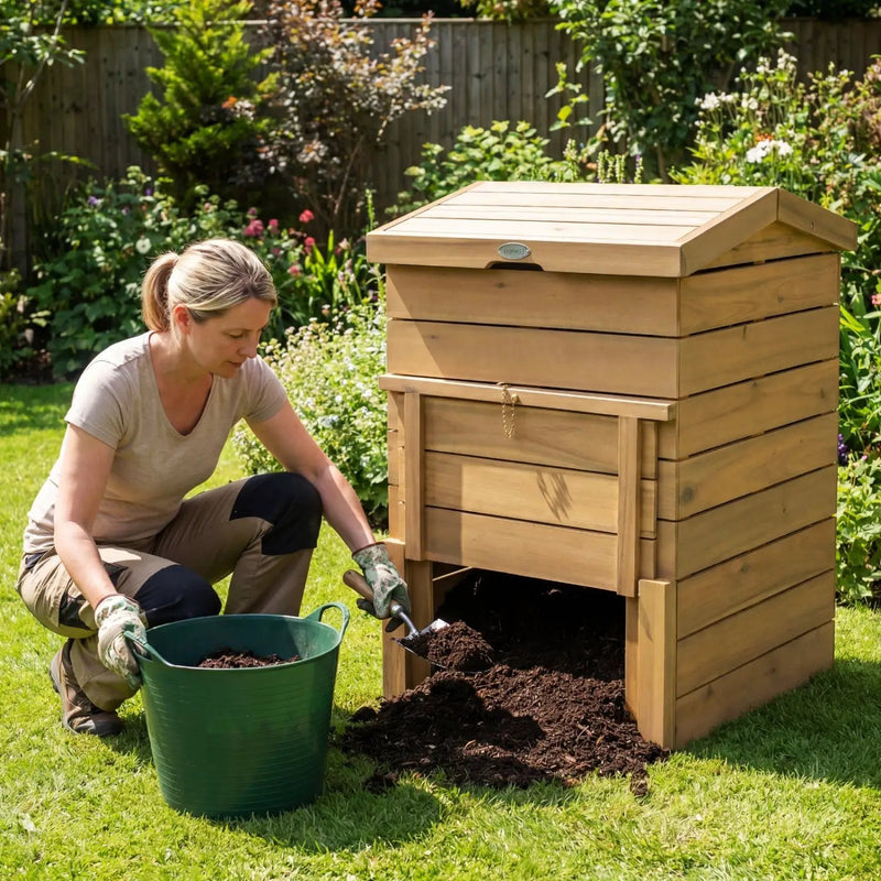 Solid Wood Compost Bin with Lockable Sliding Door and Flip by DirectDeals