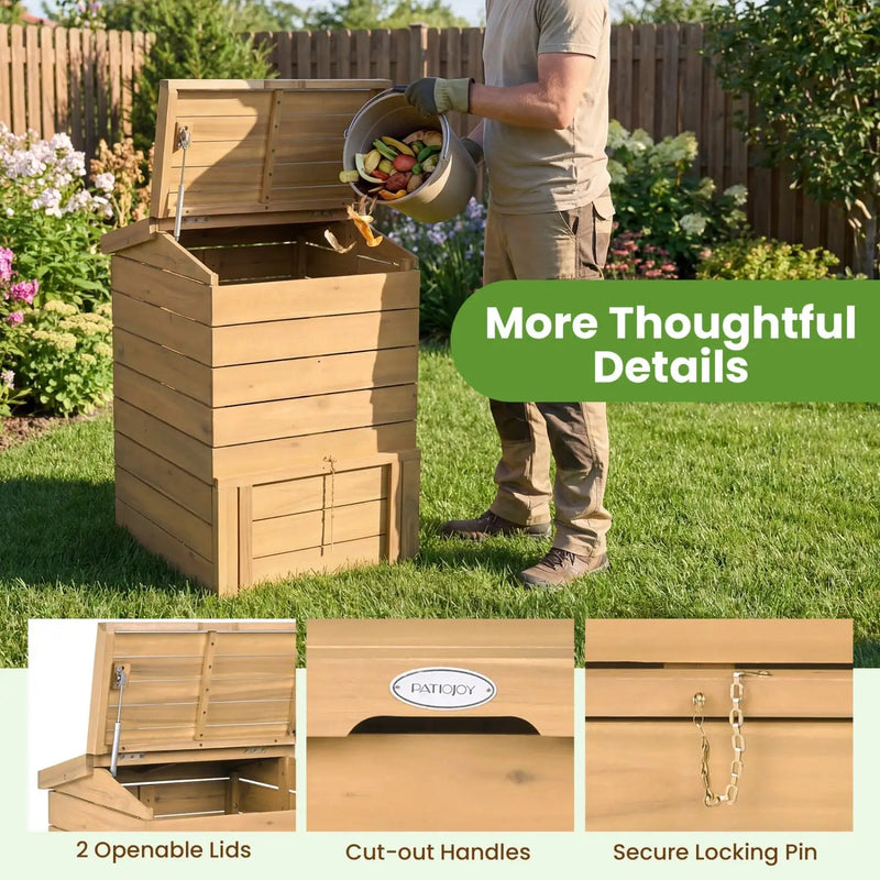 Solid Wood Compost Bin with Lockable Sliding Door and Flip by DirectDeals