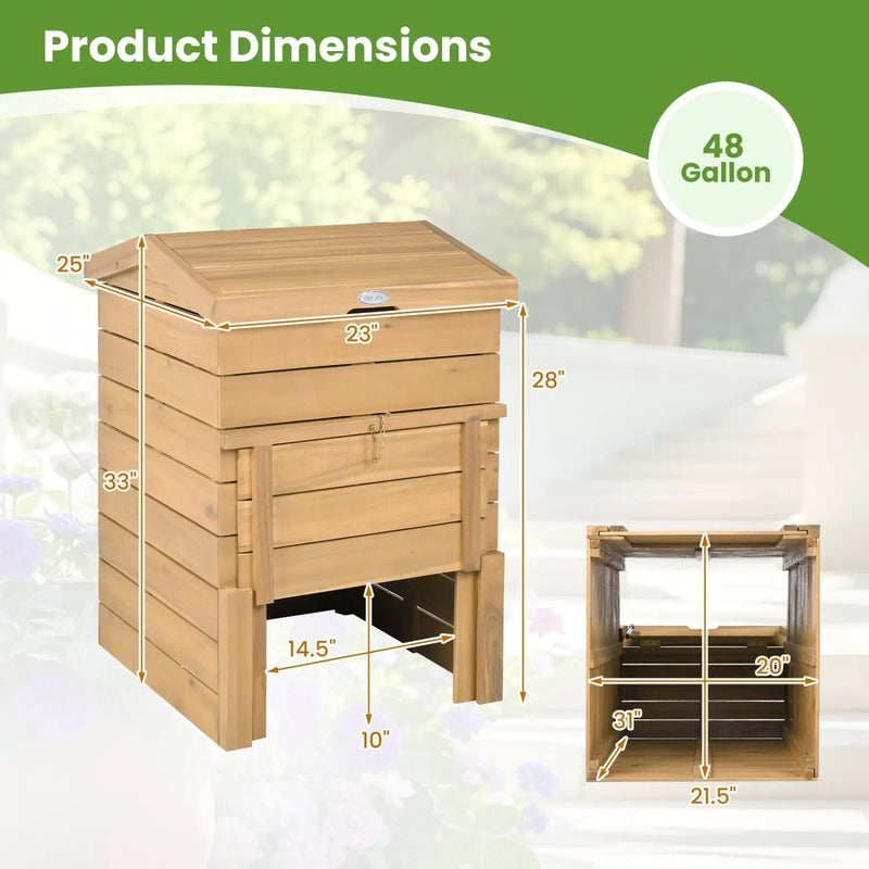 Solid Wood Compost Bin with Lockable Sliding Door and Flip by DirectDeals
