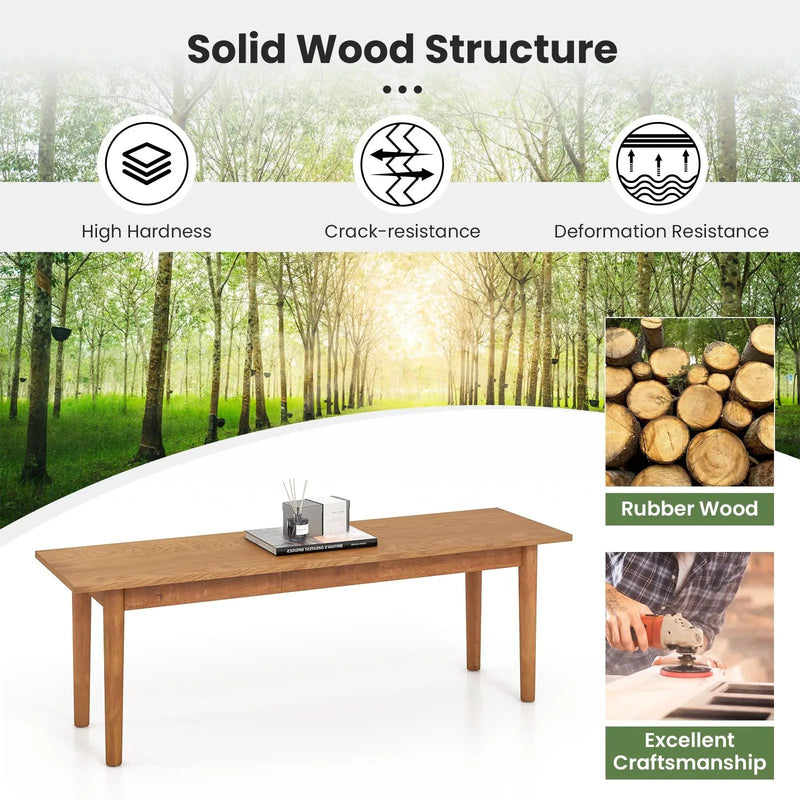 Solid Wood Dining Bench Entryway Bench with Rubber Wood Legs by DirectDeals