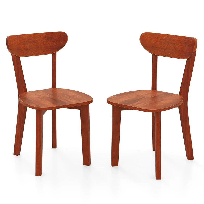 Solid Wood Dining Chair Set of 2 with Curved Backrest and Rubber Wood Frame-Espresso by DirectDeals