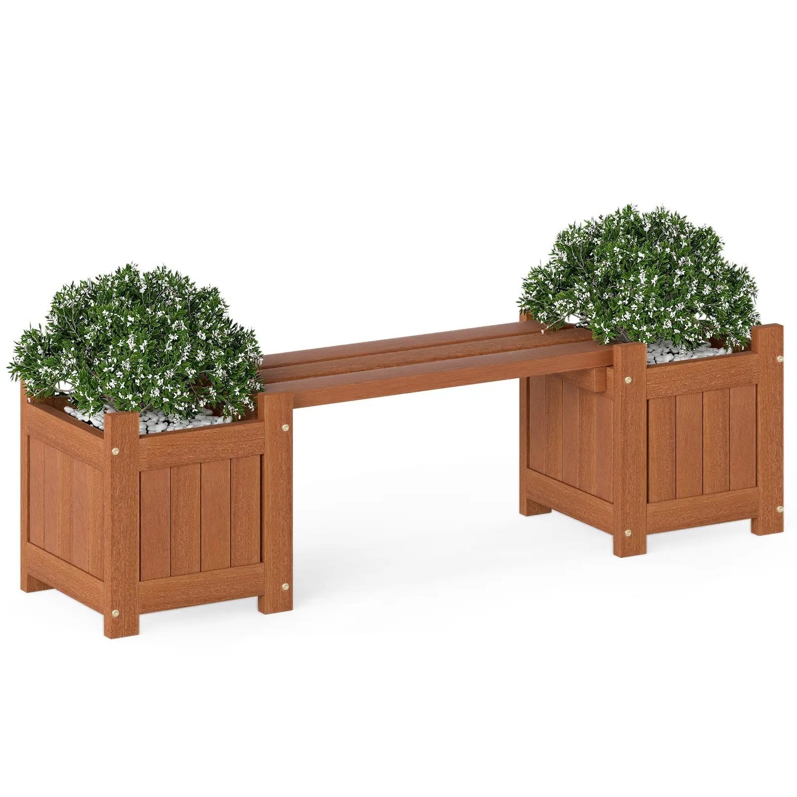 Solid Wood Flower Box Mini Outdoor Planter Boxes with Bench by DirectDeals