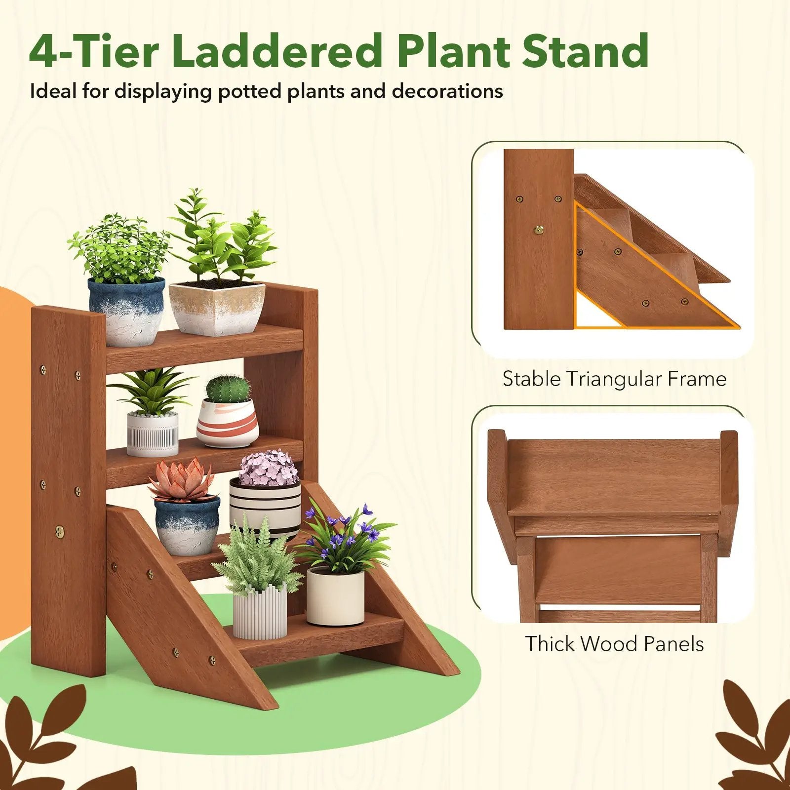 Solid Wood Plant Stand for Flowerpots and Succulents by DirectDeals