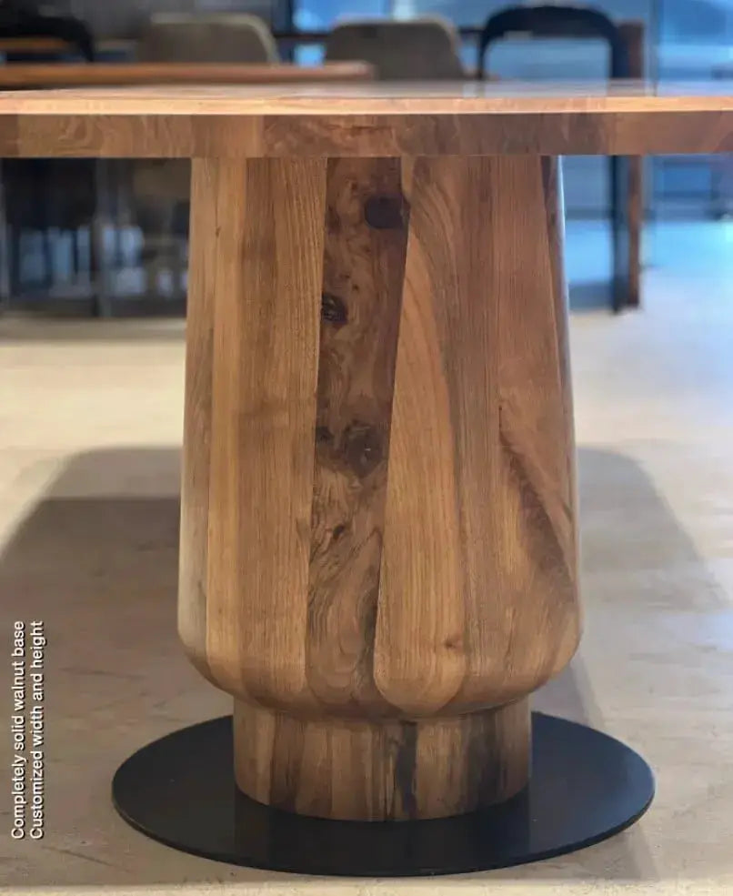 Solid Walnut Wood Edge Glued Dining Table With Wooden Tulip Legs by Gizz