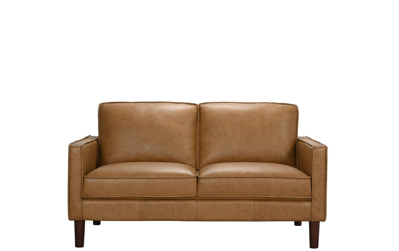 Soria Saddle Brown Top-Grain Leather Loveseat by Ornate Furniture