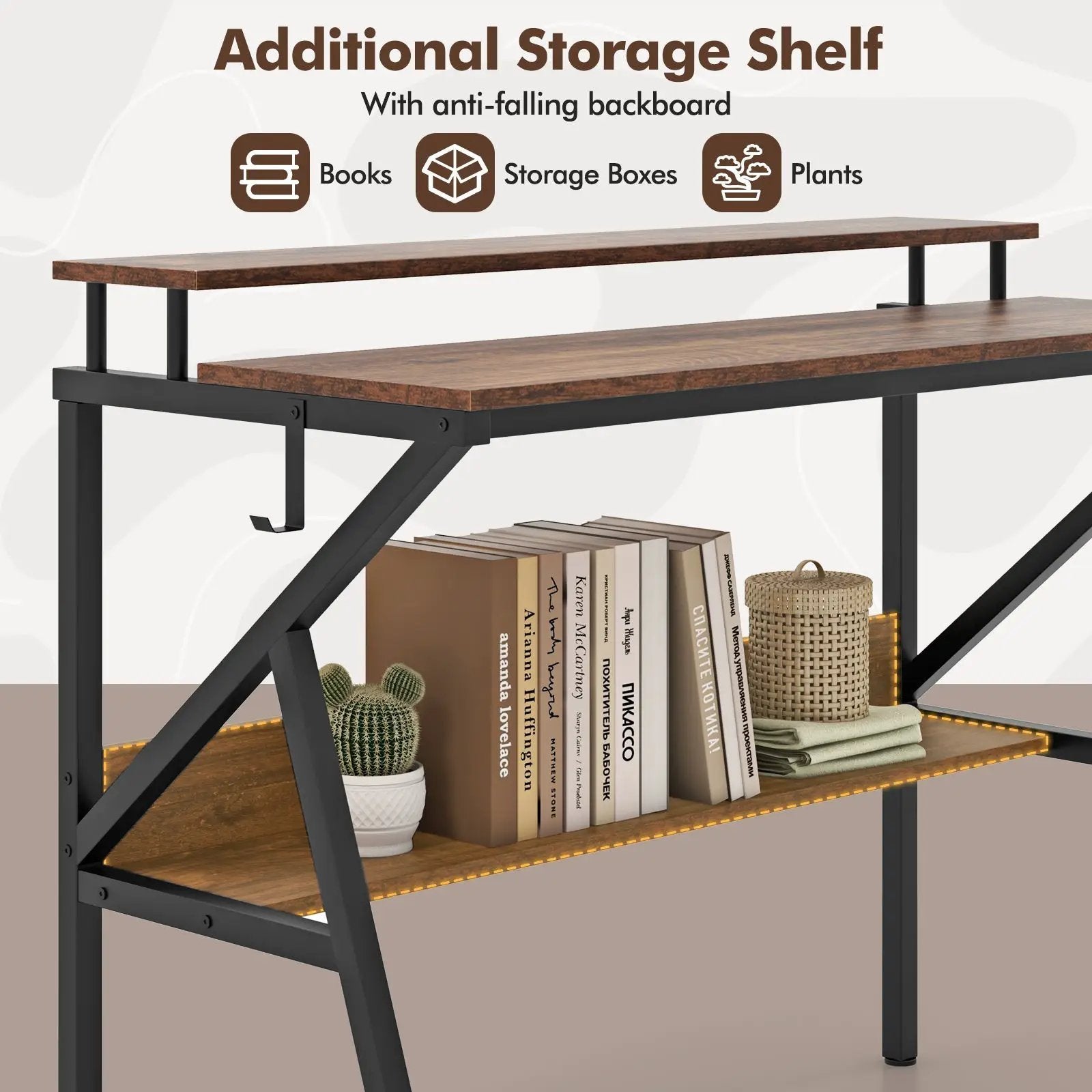 Space Saving Computer Desk with Monitor Stand and Extra Storage Shelf for Work Study by DirectDeals