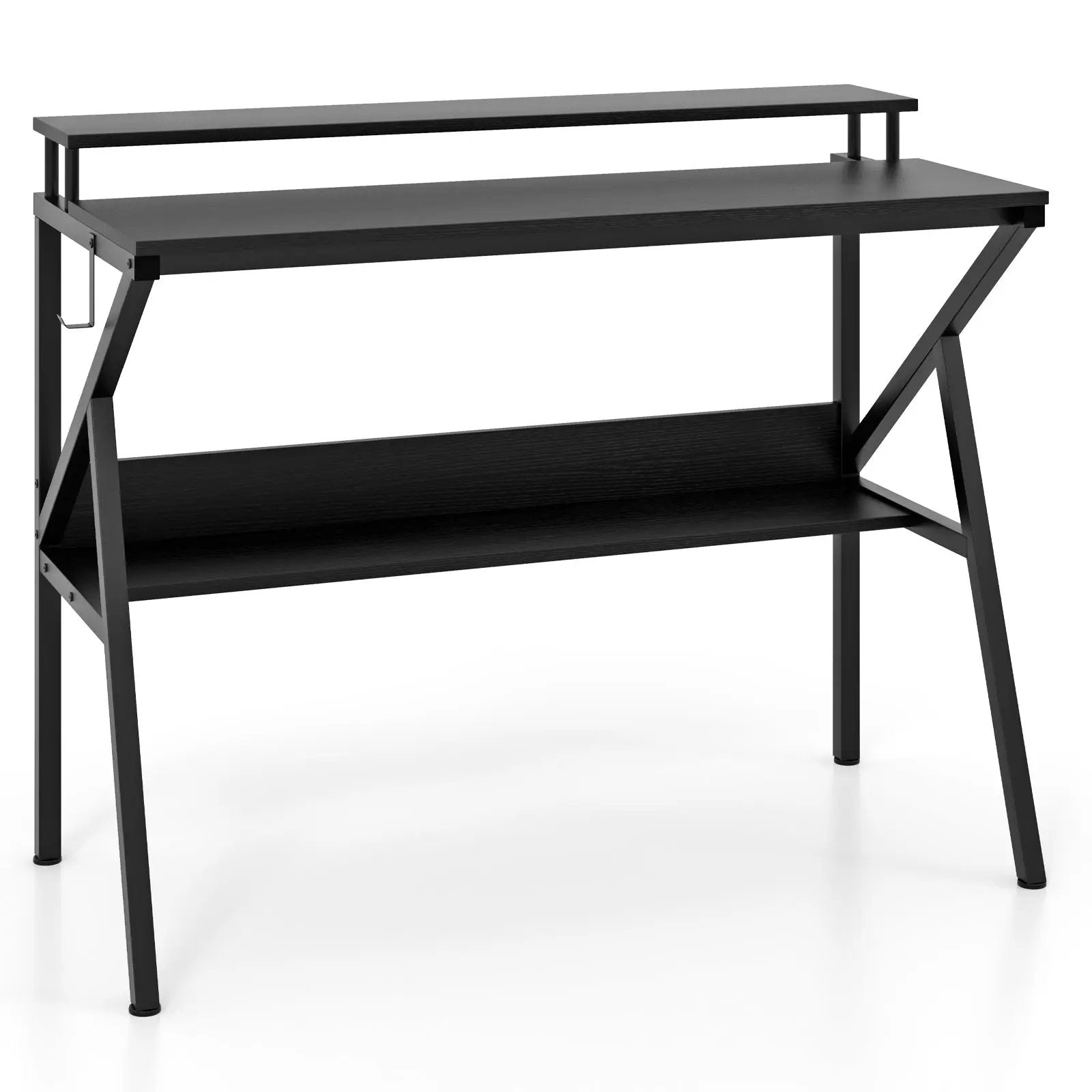 Space Saving Computer Desk with Monitor Stand and Extra Storage Shelf for Work Study by DirectDeals