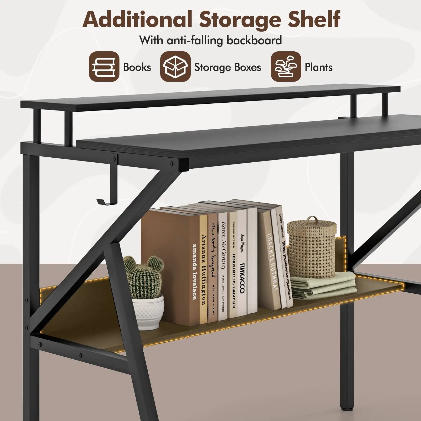 Space Saving Computer Desk with Monitor Stand and Extra Storage Shelf for Work Study by DirectDeals