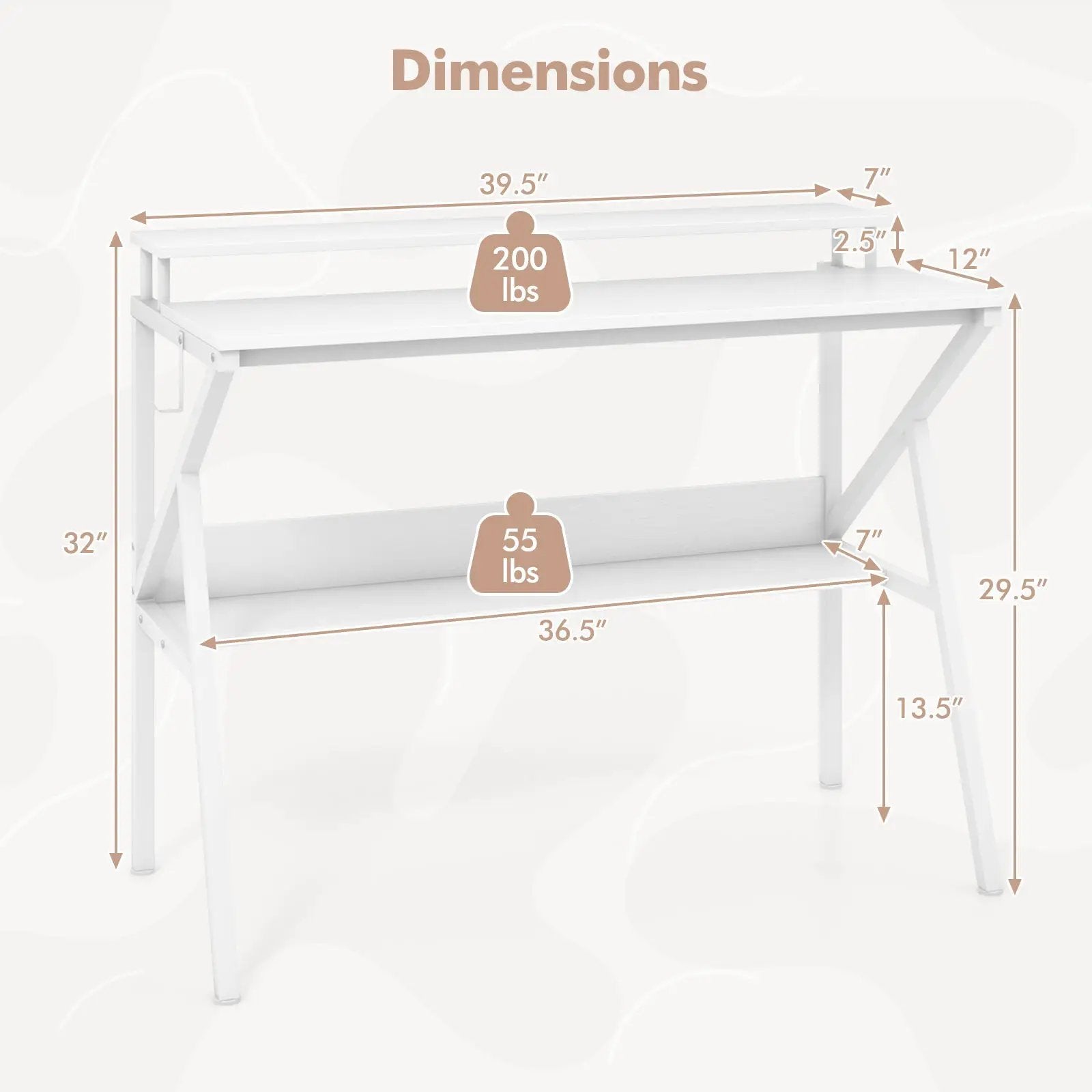 Space Saving Computer Desk with Monitor Stand and Extra Storage Shelf for Work Study by DirectDeals