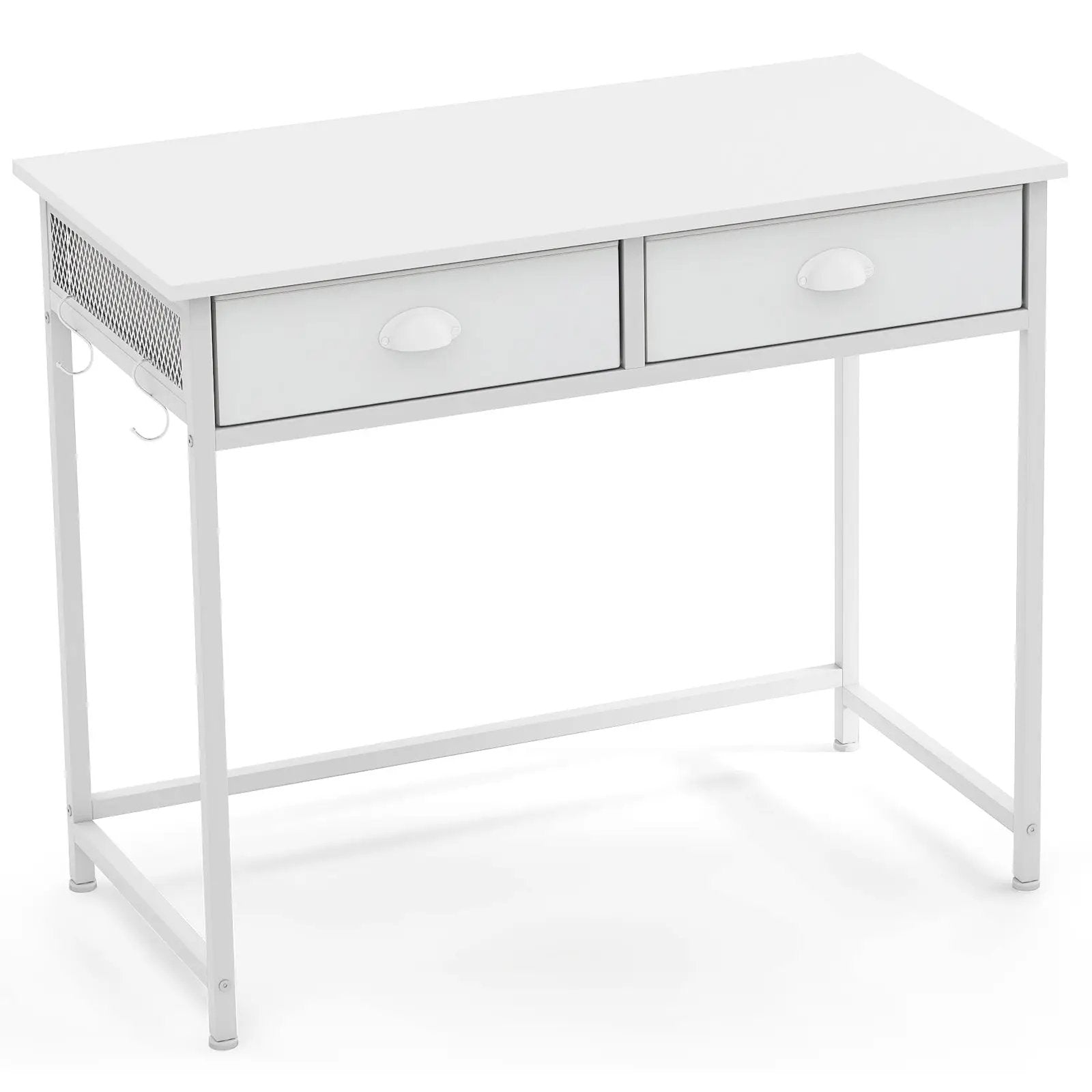 Space Saving Home Office Desk with 2 Fabric Drawers and 4 Hanging Hooks by DirectDeals