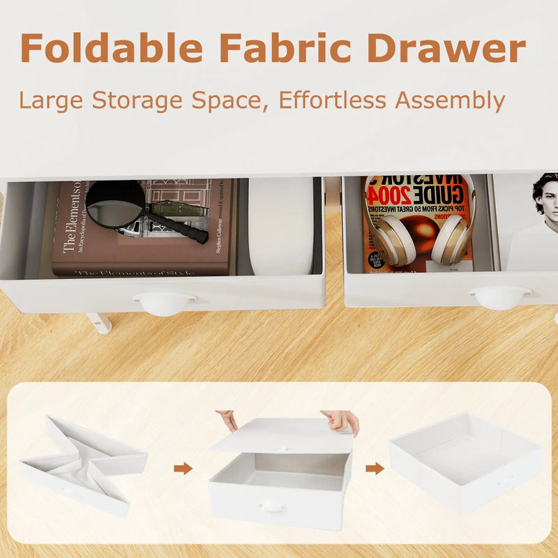 Space Saving Home Office Desk with 2 Fabric Drawers and 4 Hanging Hooks by DirectDeals