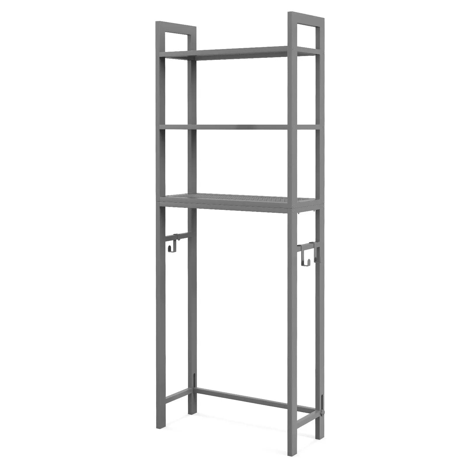 Over-The-Toilet Storage Shelf Space Saving Metal Bathroom Organizer Hooks by DirectDeals