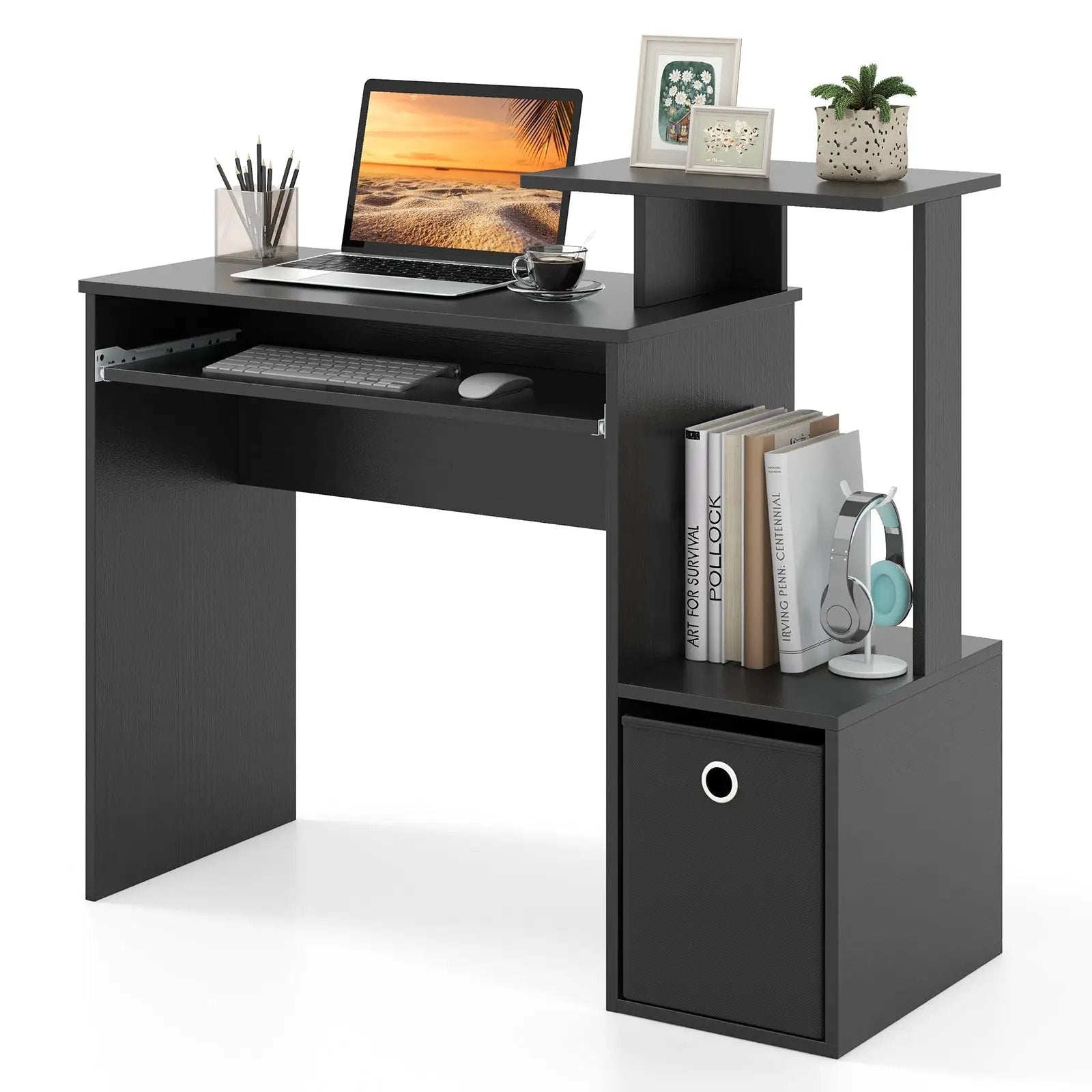 Space-saving Computer Desk with Pull-out Keyboard Tray by DirectDeals
