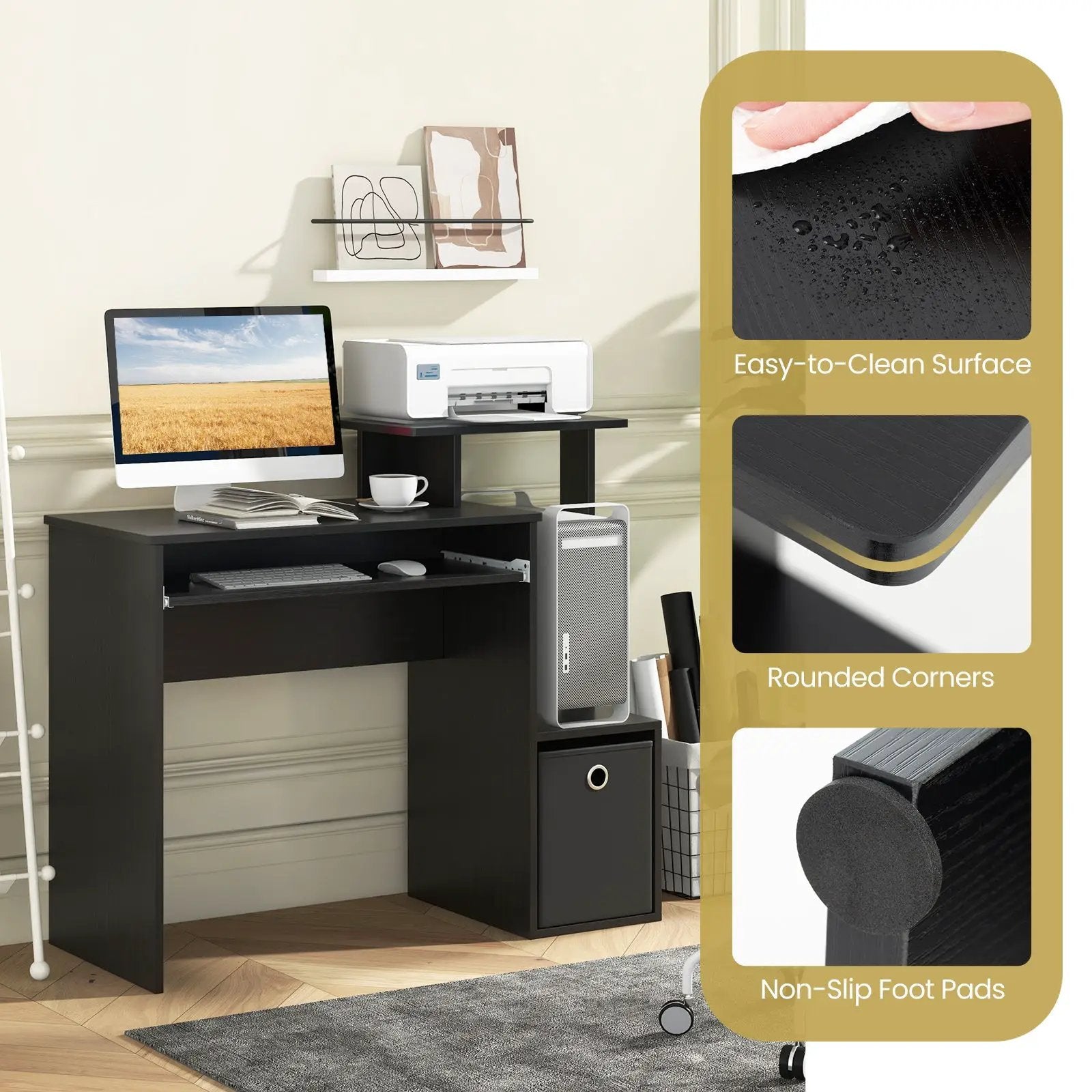 Space-saving Computer Desk with Pull-out Keyboard Tray by DirectDeals