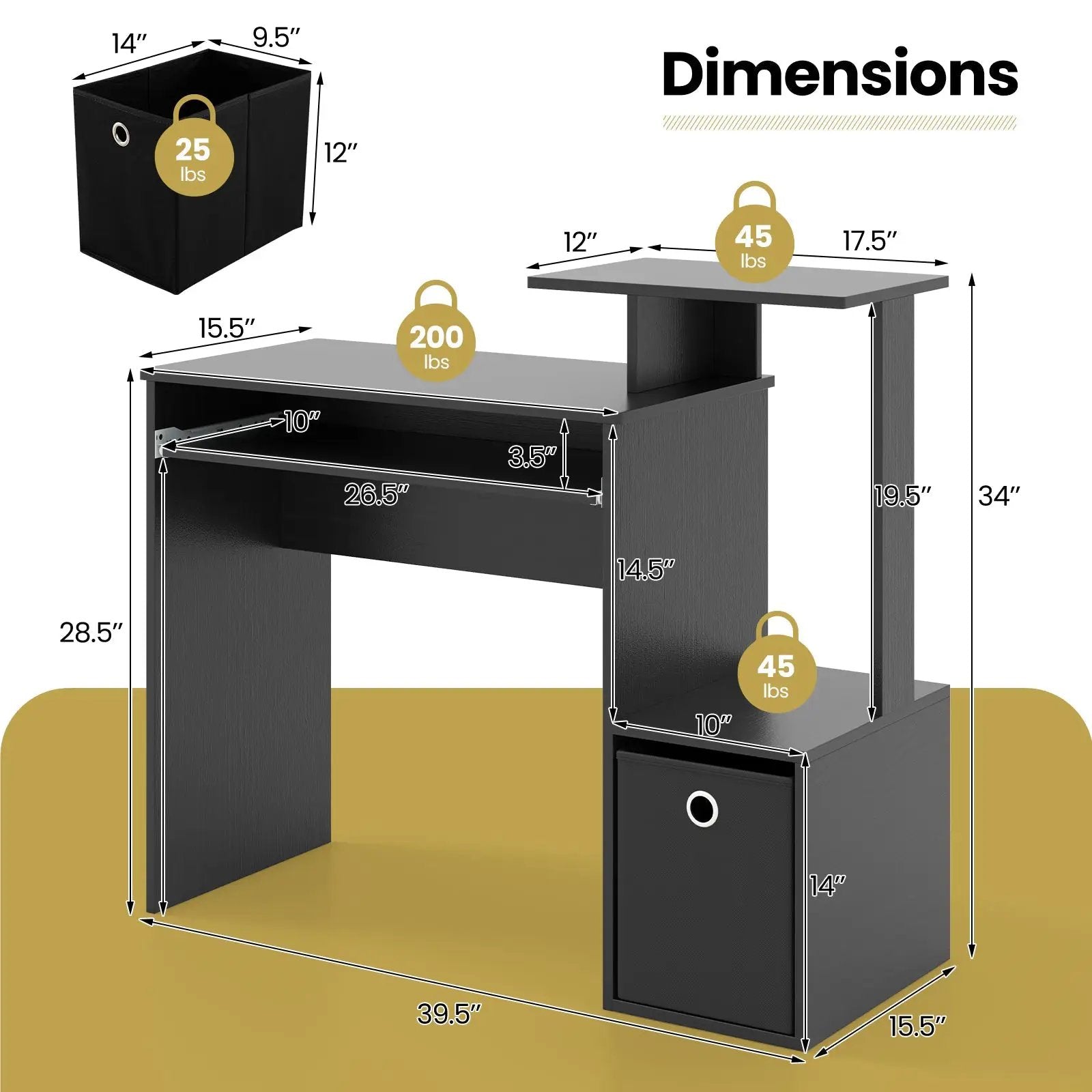 Space-saving Computer Desk with Pull-out Keyboard Tray by DirectDeals