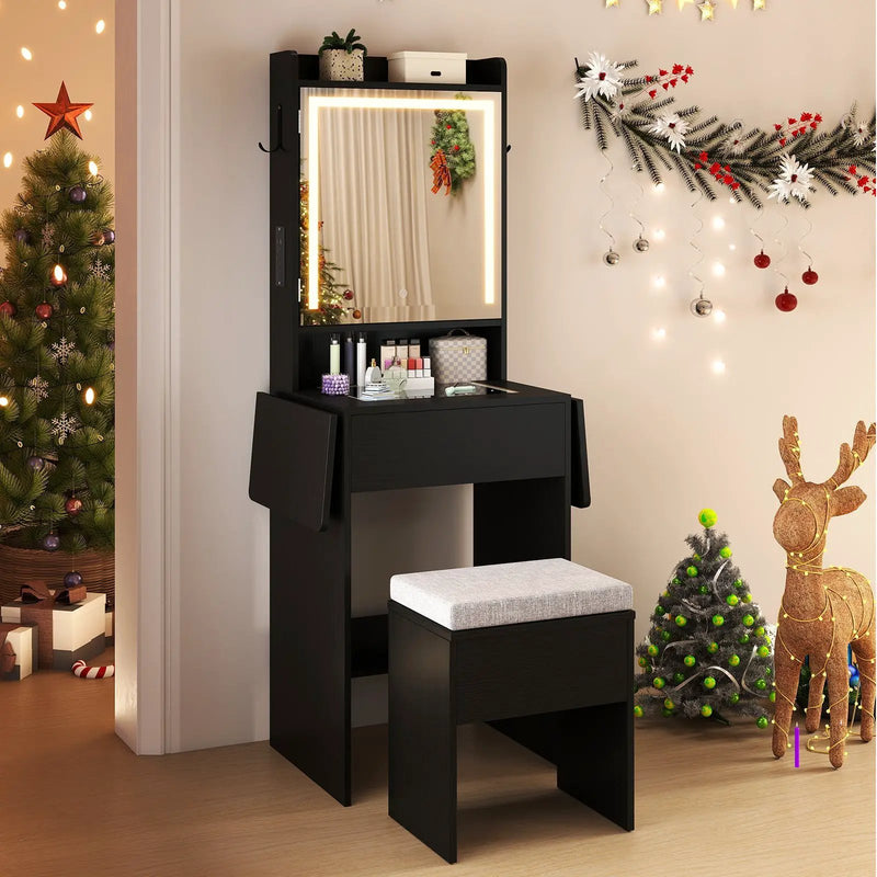 Space-saving Vanity Desk with Mirror and Lights for Bedroom by DirectDeals