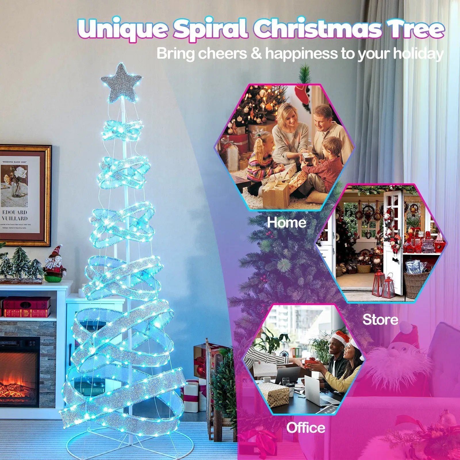 7 Feet Outdoor Spiral Christmas Tree for Party Xmas New Year Decoration by DirectDeals