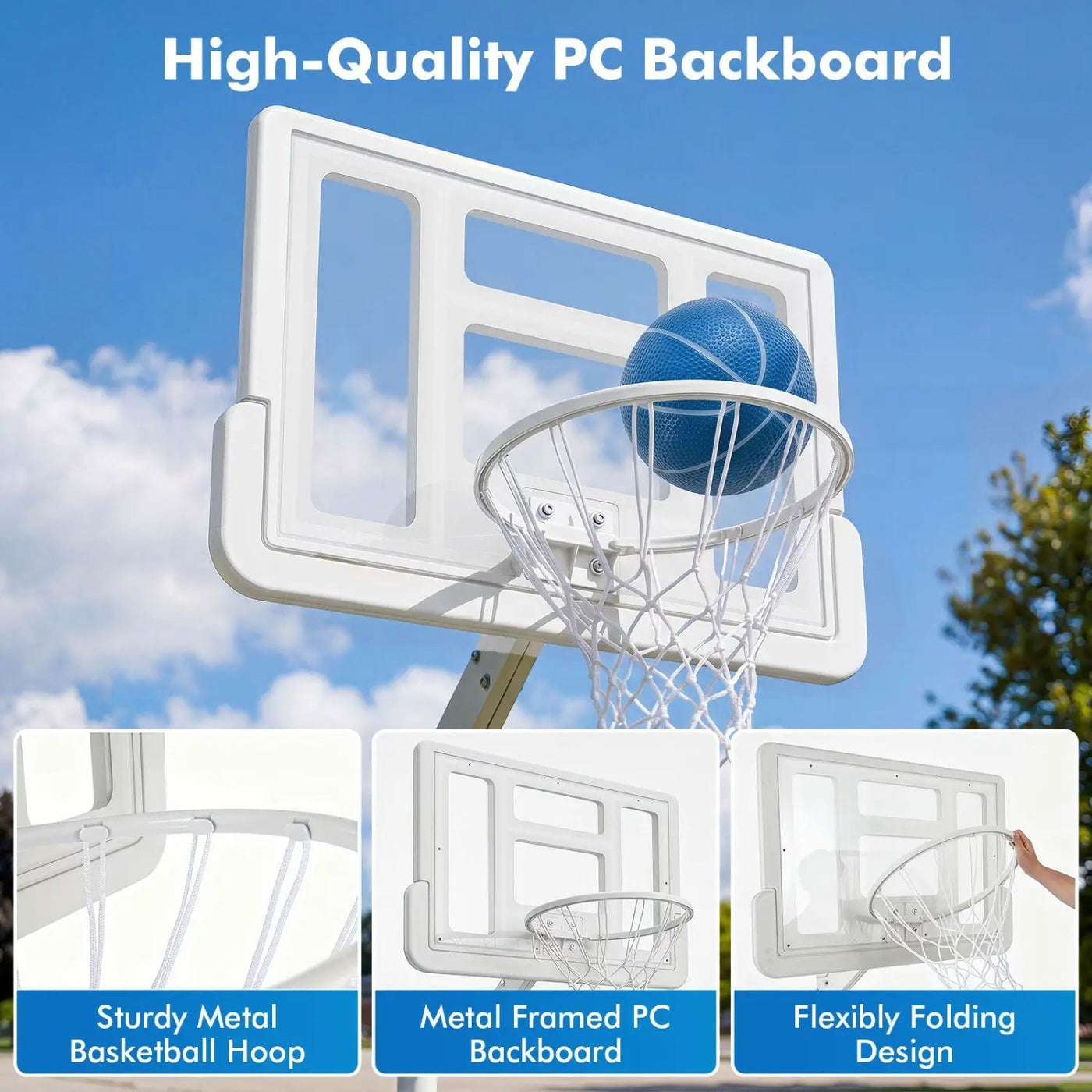 Pool Basketball Hoop with Adjustable Height & 2 Balls by DirectDeals