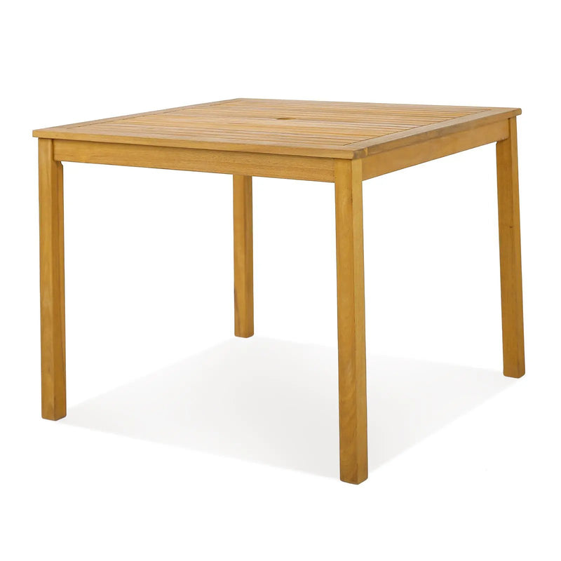 Square Acacia Wood Outdoor Dining Table with Umbrella Hole by DirectDeals