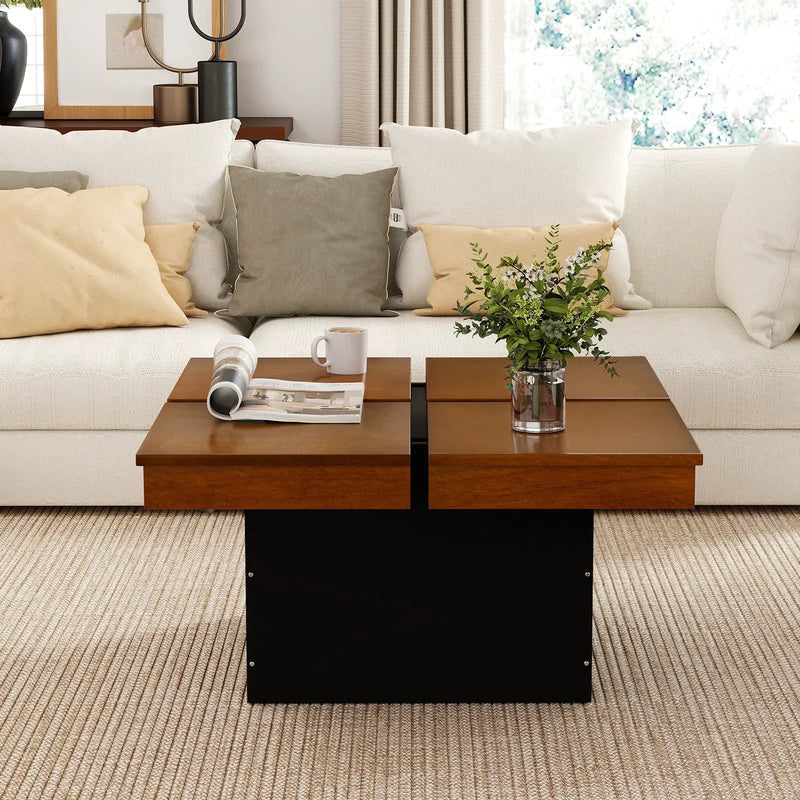 Square Coffee Table Mid Century Modern Center Table-Walnut by DirectDeals