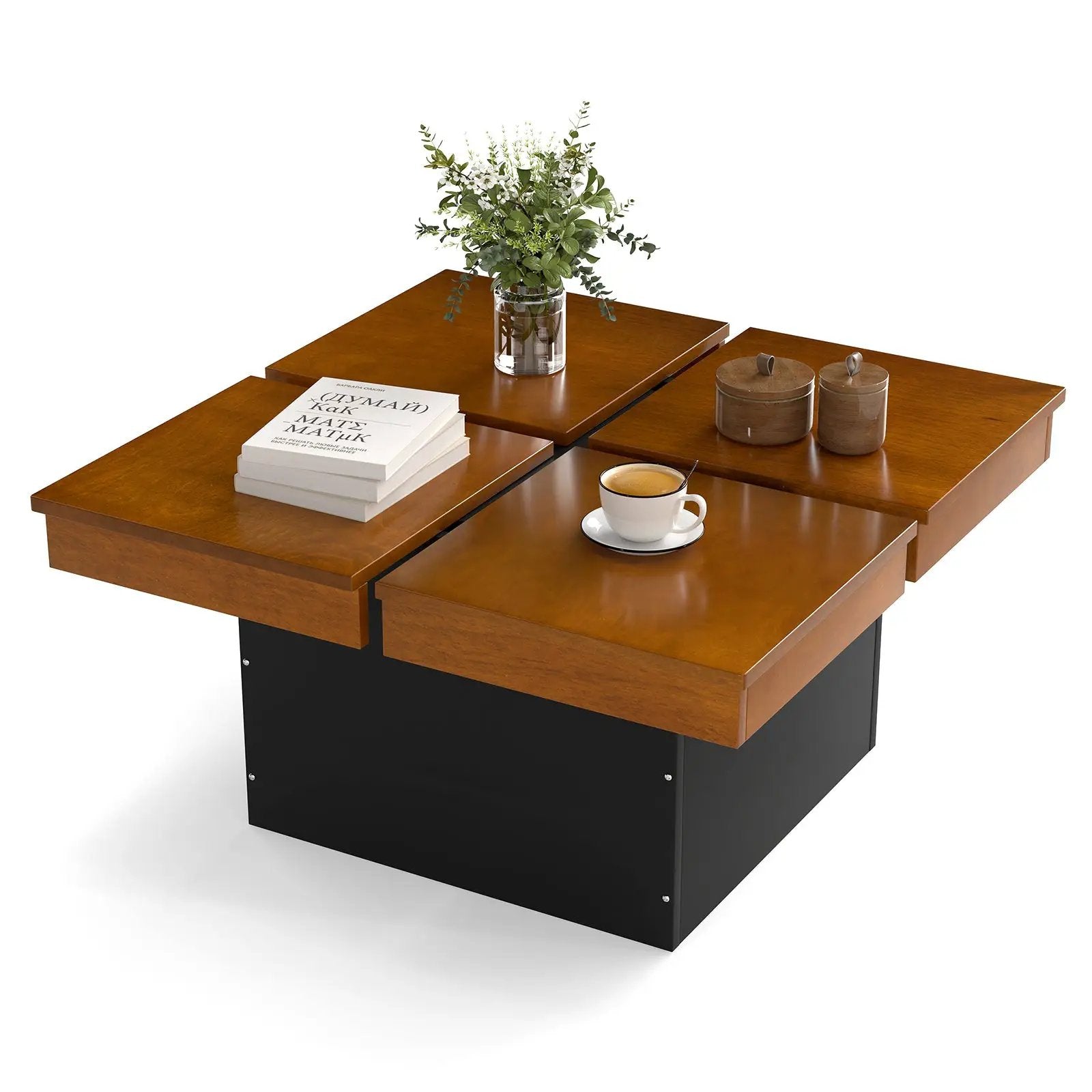 Square Coffee Table Mid Century Modern Center Table-Walnut by DirectDeals