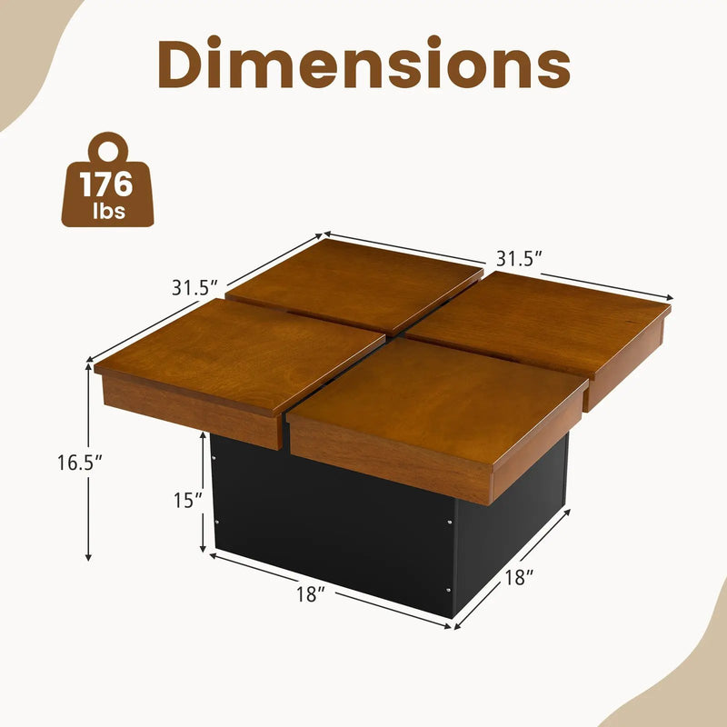 Square Coffee Table Mid Century Modern Center Table-Walnut by DirectDeals