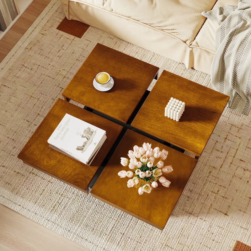 Square Coffee Table Mid Century Modern Center Table-Walnut by DirectDeals
