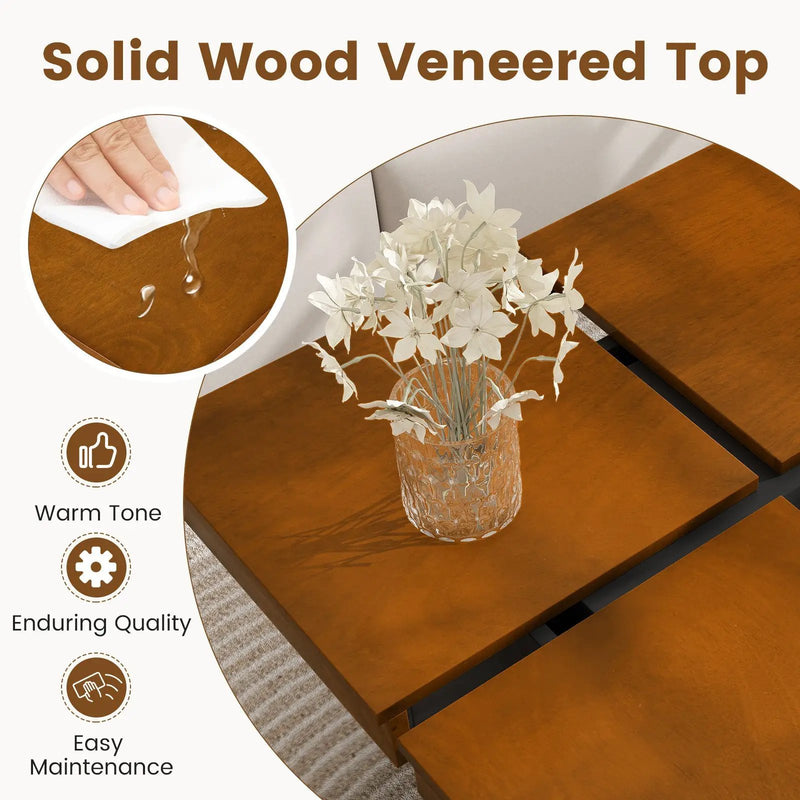 Square Coffee Table Mid Century Modern Center Table-Walnut by DirectDeals