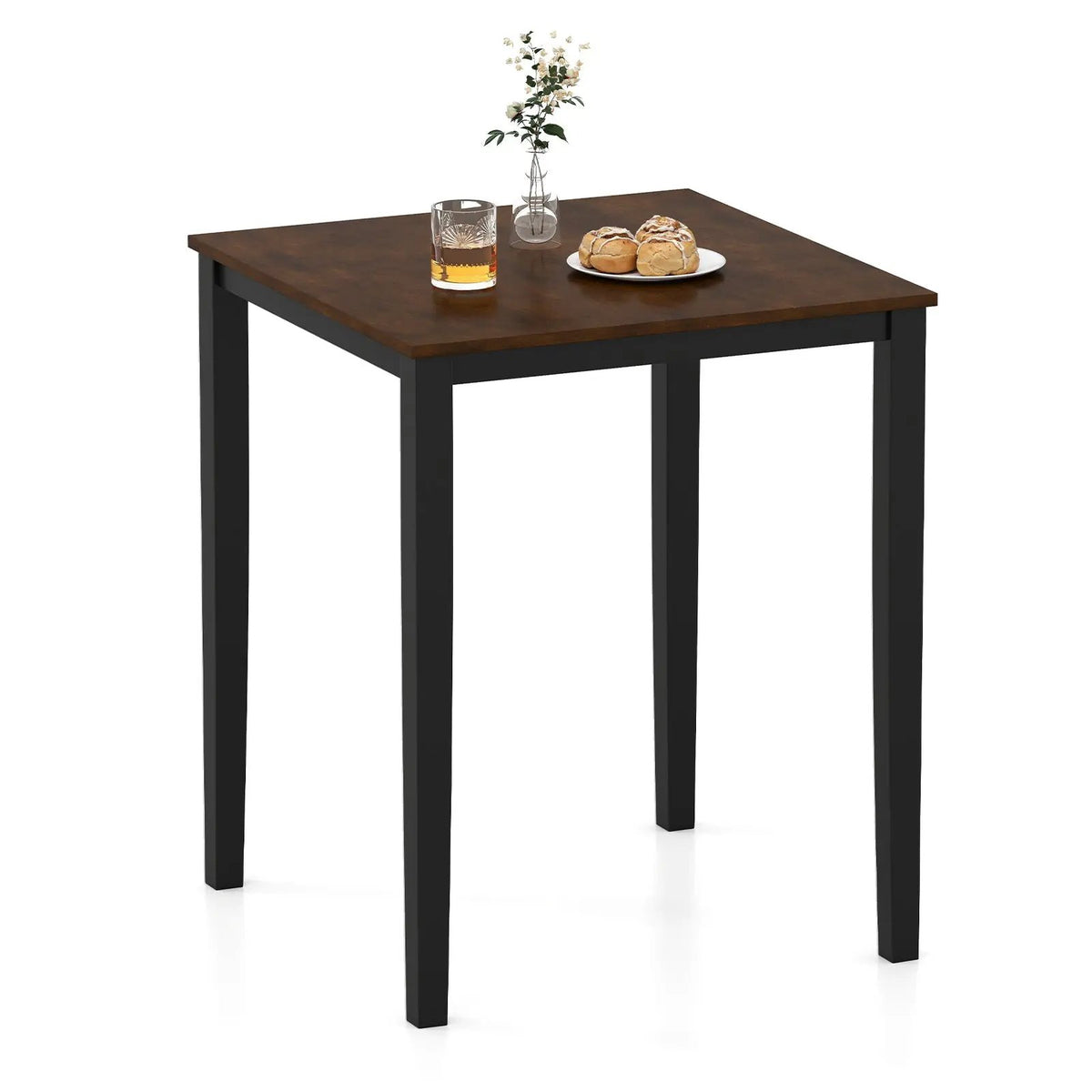 Square Dining Table with Solid Wood Frame for 4-Person by DirectDeals