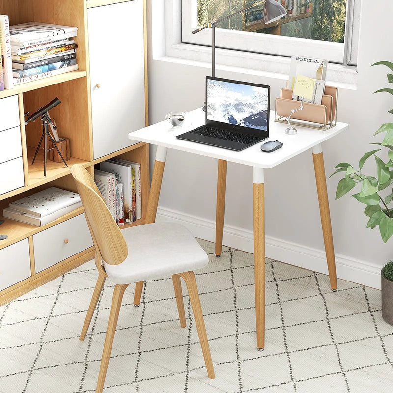Square Dining Table with Adjustable Foot Pads for Dining Room Kitchen-White by DirectDeals